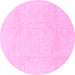 Round Machine Washable Abstract Pink Modern Rug, wshabs1523pnk