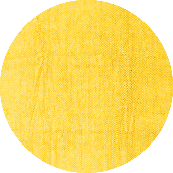 Round Machine Washable Abstract Yellow Modern Rug, wshabs1523yw