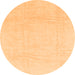 Round Machine Washable Abstract Orange Modern Area Rugs, wshabs1523org