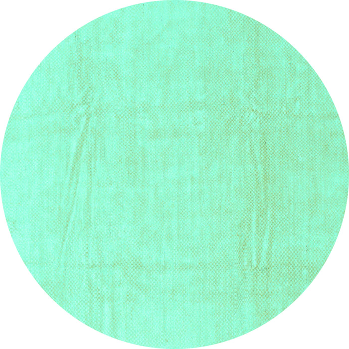 Round Machine Washable Abstract Turquoise Modern Area Rugs, wshabs1523turq