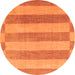 Round Machine Washable Abstract Orange Modern Area Rugs, wshabs1524org