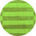 Round Machine Washable Abstract Green Modern Area Rugs, wshabs1524grn