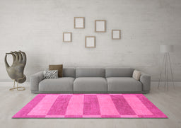 Machine Washable Abstract Pink Modern Rug in a Living Room, wshabs1524pnk