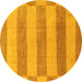 Round Abstract Yellow Modern Rug, abs1524yw