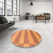 Round Abstract Bright Orange Modern Rug in a Office, abs1524