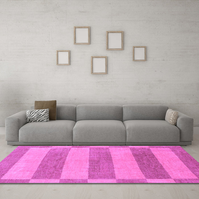 Machine Washable Abstract Purple Modern Area Rugs in a Living Room, wshabs1524pur