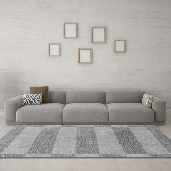Machine Washable Abstract Gray Modern Rug in a Living Room,, wshabs1524gry