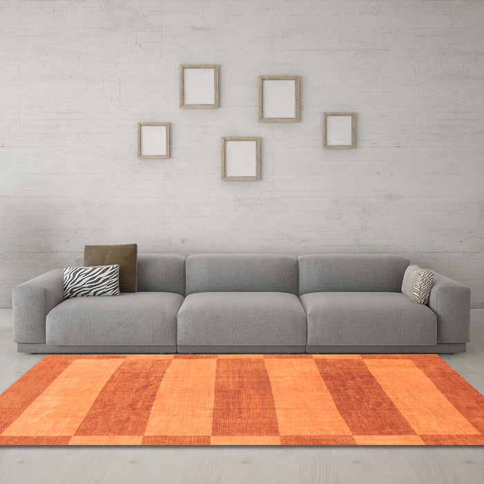 Machine Washable Abstract Orange Modern Area Rugs in a Living Room, wshabs1524org