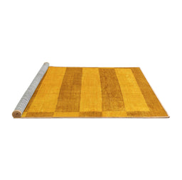 Sideview of Machine Washable Abstract Yellow Modern Rug, wshabs1524yw