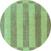 Round Abstract Turquoise Modern Rug, abs1524turq