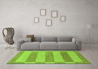 Machine Washable Abstract Green Modern Rug, wshabs1524grn