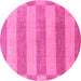 Round Machine Washable Abstract Pink Modern Rug, wshabs1524pnk