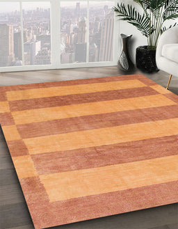 Machine Washable Abstract Bright Orange Rug in a Family Room, wshabs1524