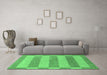 Machine Washable Abstract Emerald Green Modern Area Rugs in a Living Room,, wshabs1524emgrn