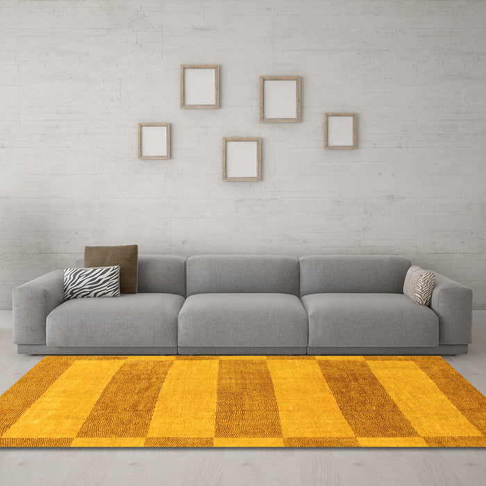 Machine Washable Abstract Yellow Modern Rug in a Living Room, wshabs1524yw