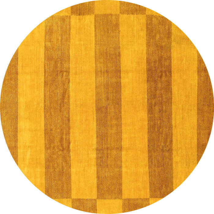 Round Machine Washable Abstract Yellow Modern Rug, wshabs1524yw
