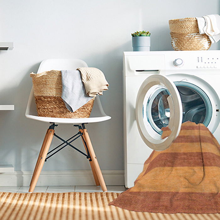 Machine Washable Abstract Bright Orange Rug in a Washing Machine, wshabs1524