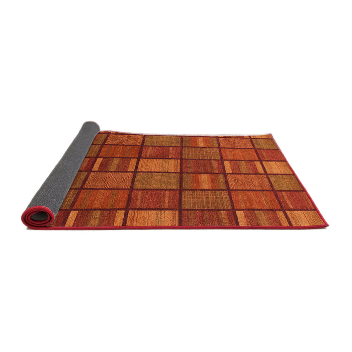 Sideview of Abstract Red Checkered Rug, abs1525