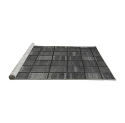 Sideview of Machine Washable Checkered Gray Modern Rug, wshabs1525gry