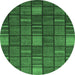 Round Checkered Emerald Green Modern Rug, abs1525emgrn