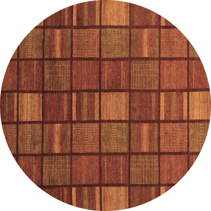 Round Machine Washable Checkered Brown Modern Rug, wshabs1525brn