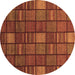 Round Machine Washable Checkered Brown Modern Rug, wshabs1525brn