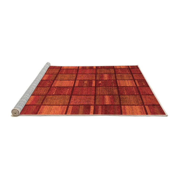Sideview of Machine Washable Checkered Orange Modern Area Rugs, wshabs1525org