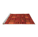 Sideview of Machine Washable Checkered Orange Modern Area Rugs, wshabs1525org