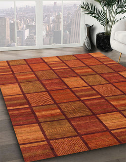Machine Washable Abstract Red Rug in a Family Room, wshabs1525