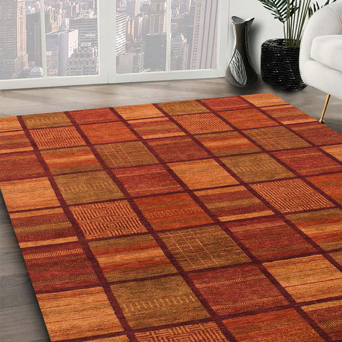 Machine Washable Abstract Red Rug in a Family Room, wshabs1525