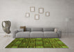 Machine Washable Checkered Green Modern Area Rugs in a Living Room,, wshabs1525grn