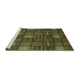 Sideview of Machine Washable Checkered Turquoise Modern Area Rugs, wshabs1525turq