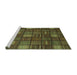 Sideview of Machine Washable Checkered Turquoise Modern Area Rugs, wshabs1525turq