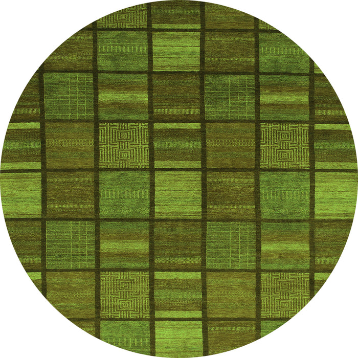 Round Checkered Green Modern Rug, abs1525grn