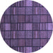 Round Checkered Blue Modern Rug, abs1525blu