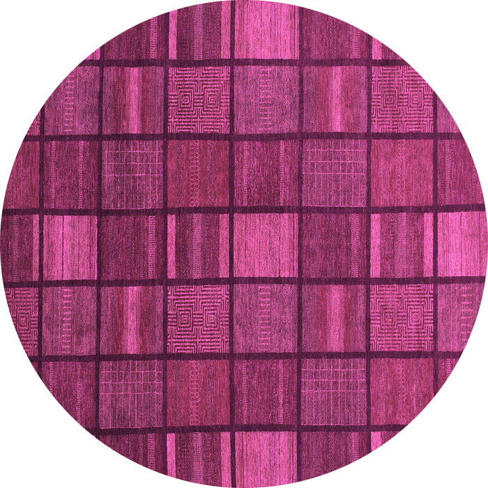 Round Machine Washable Checkered Purple Modern Area Rugs, wshabs1525pur