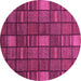 Round Machine Washable Checkered Purple Modern Area Rugs, wshabs1525pur