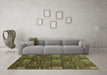 Machine Washable Checkered Turquoise Modern Area Rugs in a Living Room,, wshabs1525turq