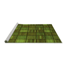 Sideview of Machine Washable Checkered Green Modern Area Rugs, wshabs1525grn