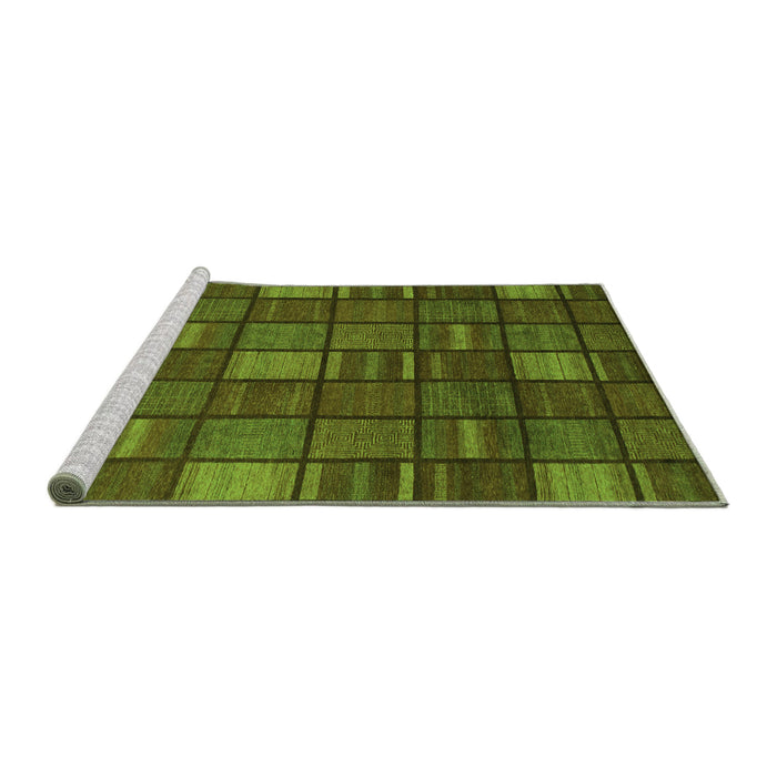 Sideview of Machine Washable Checkered Green Modern Area Rugs, wshabs1525grn