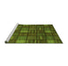 Sideview of Machine Washable Checkered Green Modern Area Rugs, wshabs1525grn