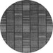 Round Machine Washable Checkered Gray Modern Rug, wshabs1525gry