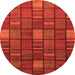 Round Machine Washable Checkered Orange Modern Area Rugs, wshabs1525org