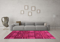 Machine Washable Checkered Pink Modern Rug, wshabs1525pnk