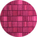 Round Checkered Pink Modern Rug, abs1525pnk