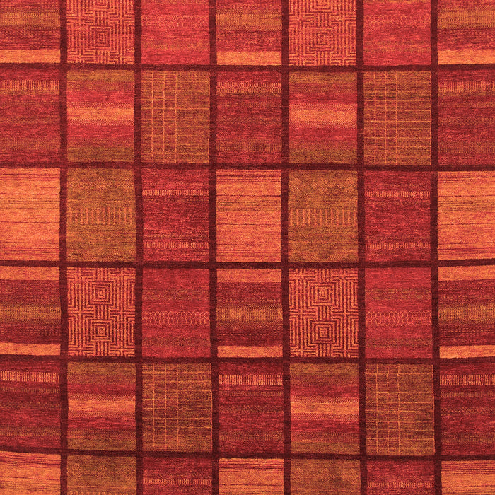 Machine Washable Checkered Orange Modern Area Rugs, wshabs1525org