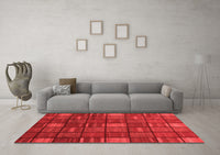 Machine Washable Checkered Red Modern Rug, wshabs1525red