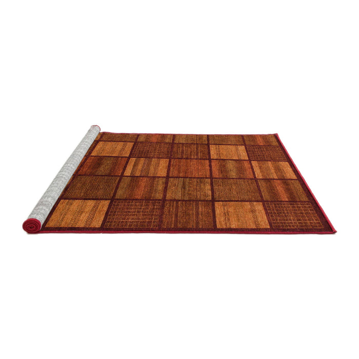 Sideview of Machine Washable Abstract Orange Red Rug, wshabs1526