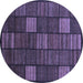 Round Machine Washable Checkered Blue Modern Rug, wshabs1526blu