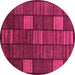 Round Checkered Pink Modern Rug, abs1526pnk